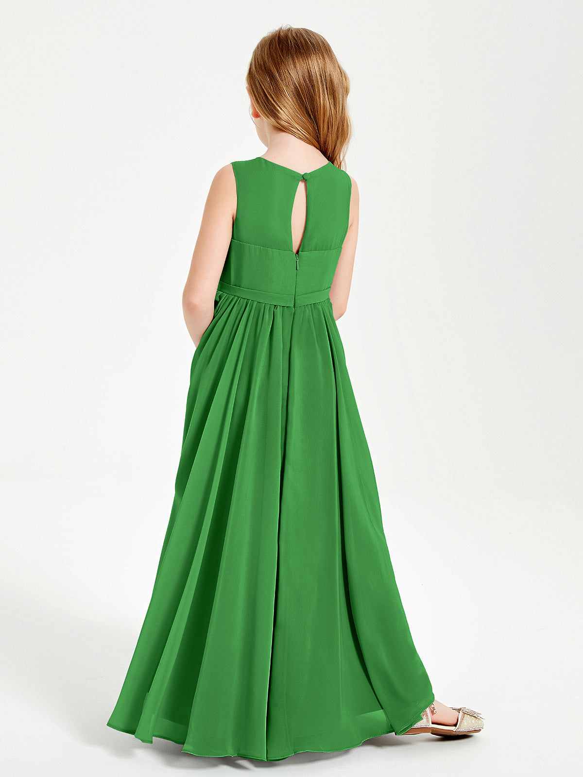 Chic Elegant Sleeveless Dresses for Junior Bridesmaids Green